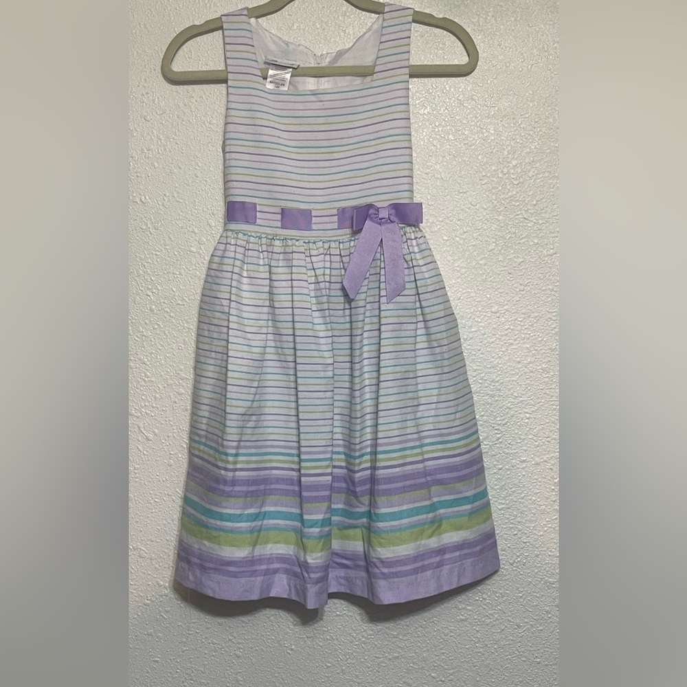 Bonnie Jean Striped Purple and Green girls dress size 14